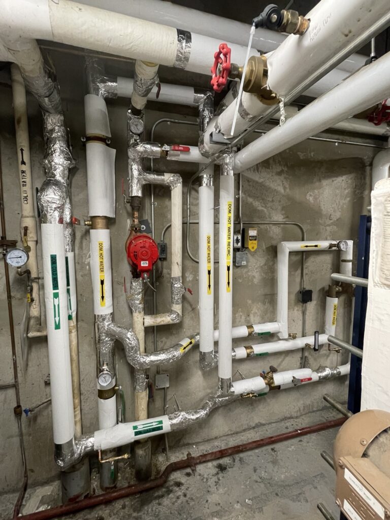 Building mechanical room piping and valves